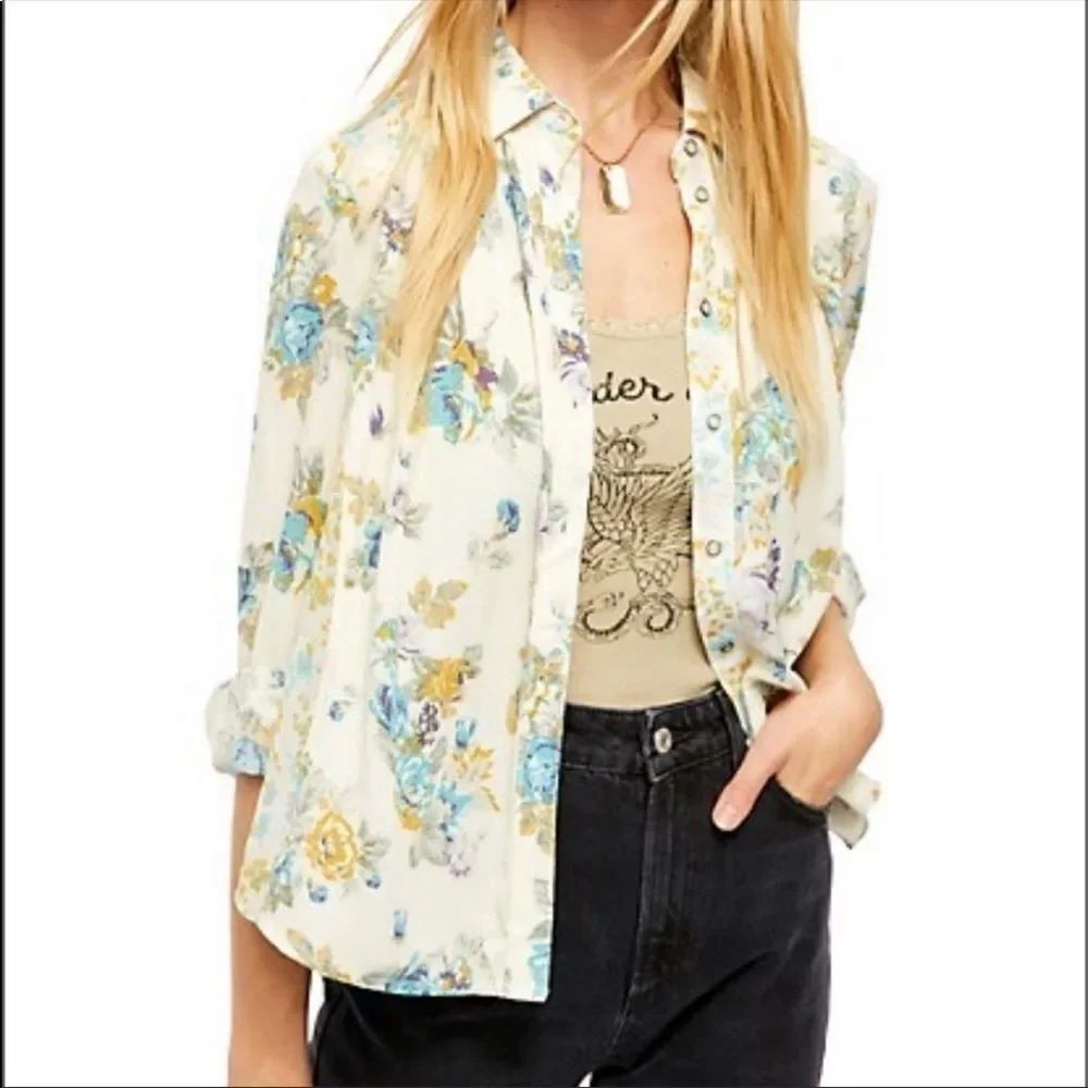 NWT Free People Hold On To Me Printed Top Size S